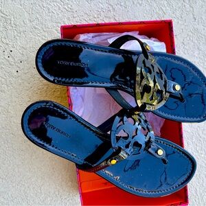 Tory Burch Navy Patent Sandals